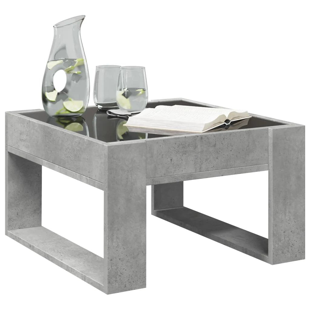 vidaXL Coffee Table 50x53x30 Cm Concrete Grey Infinity LED Mirror RGB Dimmable For Modern Living Room by vidaXL