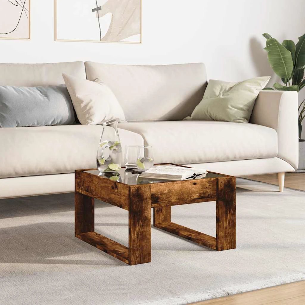 vidaXL vidaXL Coffee Table 50x53x30 cm with Infinity LED Mirror Smoked Oak for Living Room - Coffee Table