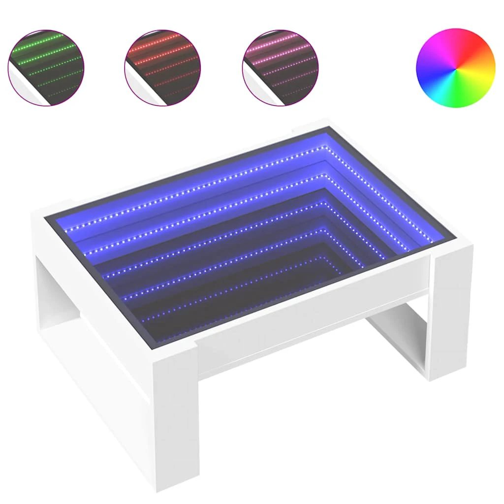 vidaXL Coffee Table 70x53x30 cm Infinity LED Mirror RGB Lighting For Modern Living Room by vidaXL