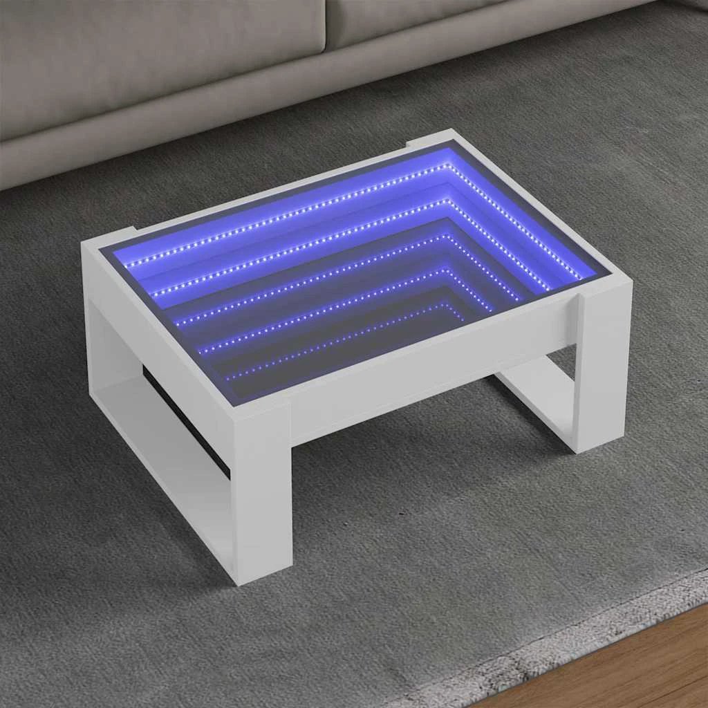 vidaXL Coffee Table 70x53x30 cm Infinity LED Mirror RGB Lighting For Modern Living Room by vidaXL