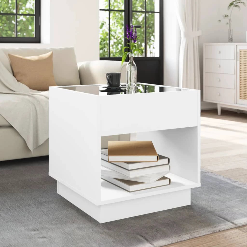 vidaXL VidaXL Coffee Table 50x50x50 cm Infinity LED White Illuminated Mirror for Modern Living Room Decor - Coffee Table