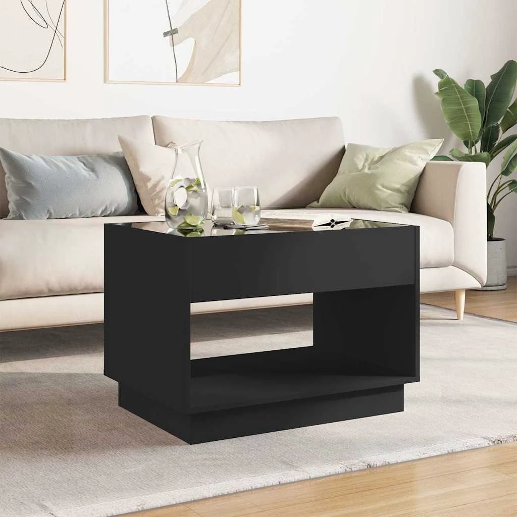 VidaXL Coffee Table 70x50x50 cm Infinity LED Mirror Black Living Room Decor For Modern Homes by vidaXL