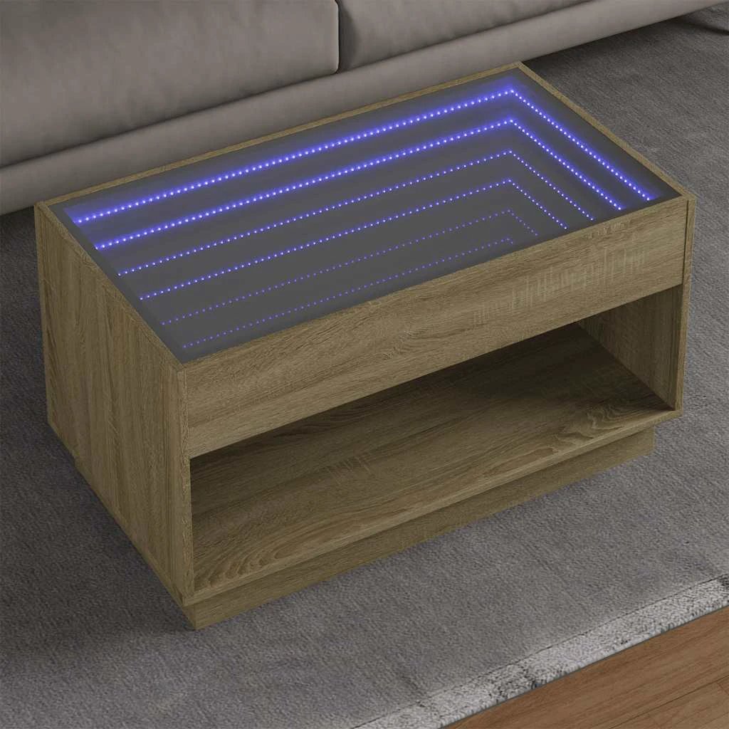 vidaXL Coffee Table 90x50x50cm LED Infinity Mirror by vidaXL