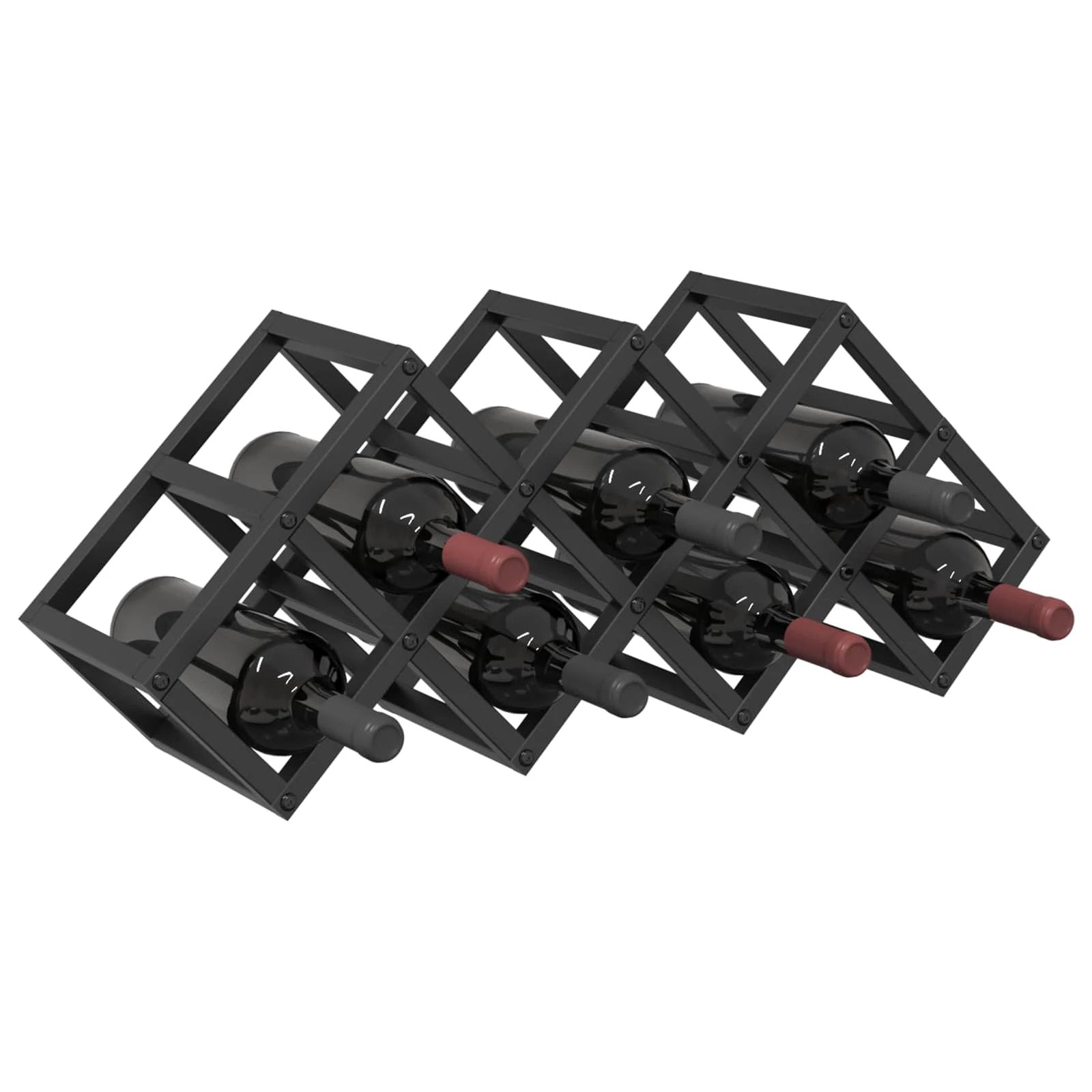 vidaXL vidaXL Wine Rack Black Oak 63 x 16.5 x 25 cm Powder-Coated Steel - Wine Rack