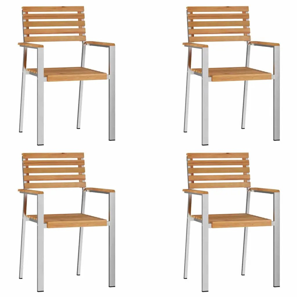 vidaXL vidaXL Garden Chair 4 pcs Oil Natural Solid Teak Wood - Garden Chairs