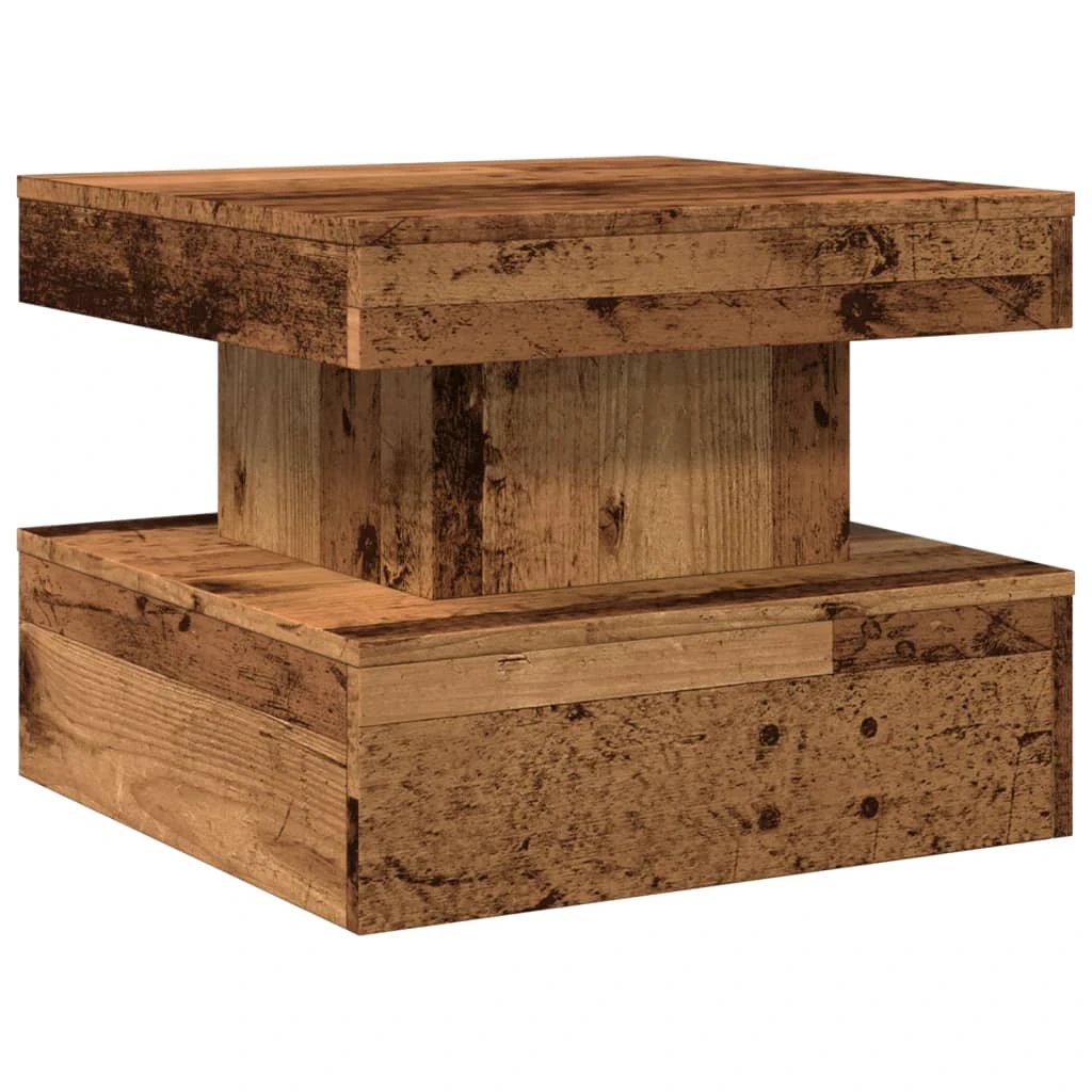VidaXL Coffee Table 50x50x40 cm With LED Lights Modern Rustic Living Room Decor by vidaXL