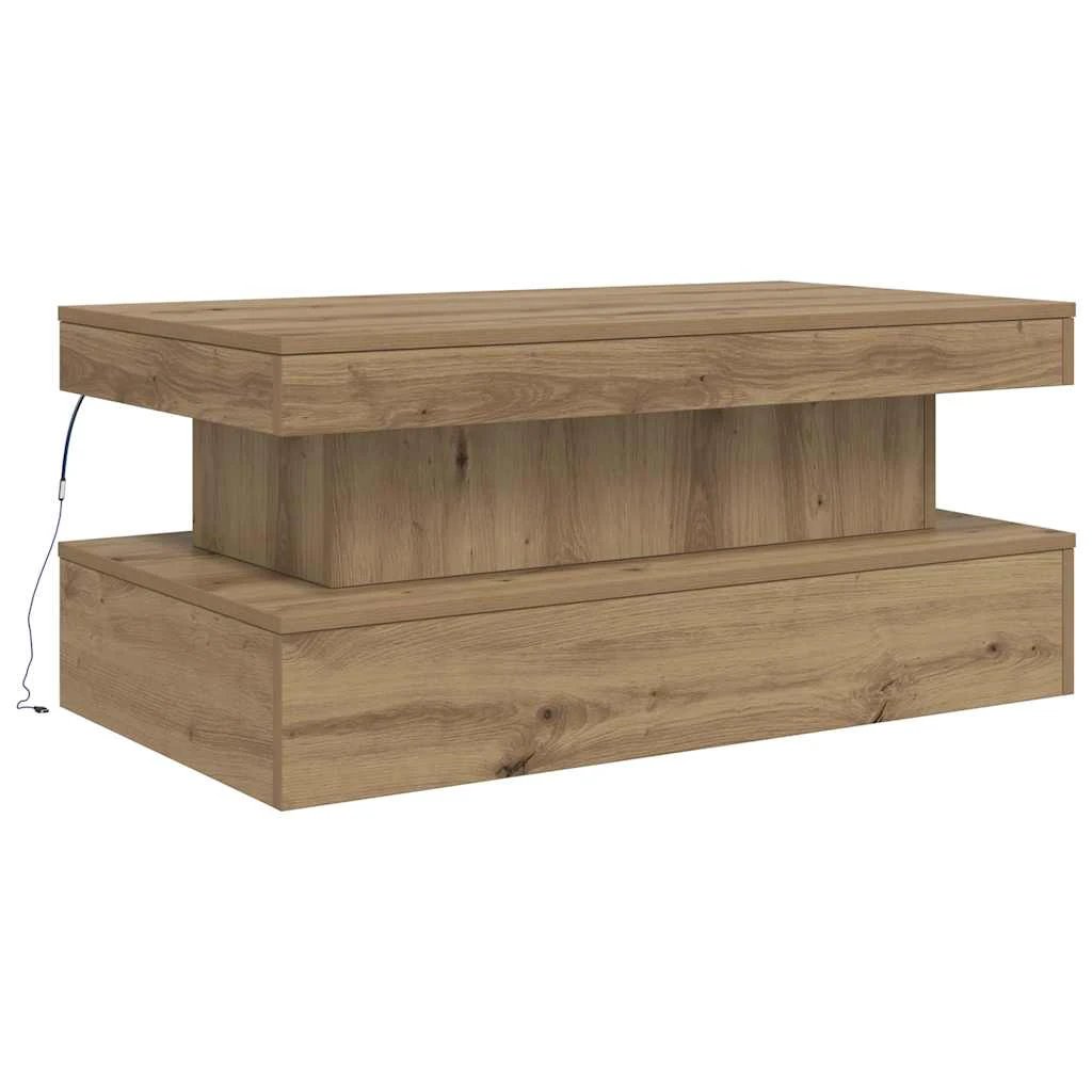 vidaXL VidaXL Coffee Table 50x50x40 cm With LED Lights Artisan Oak Living Room Decor Modern - Coffee Table