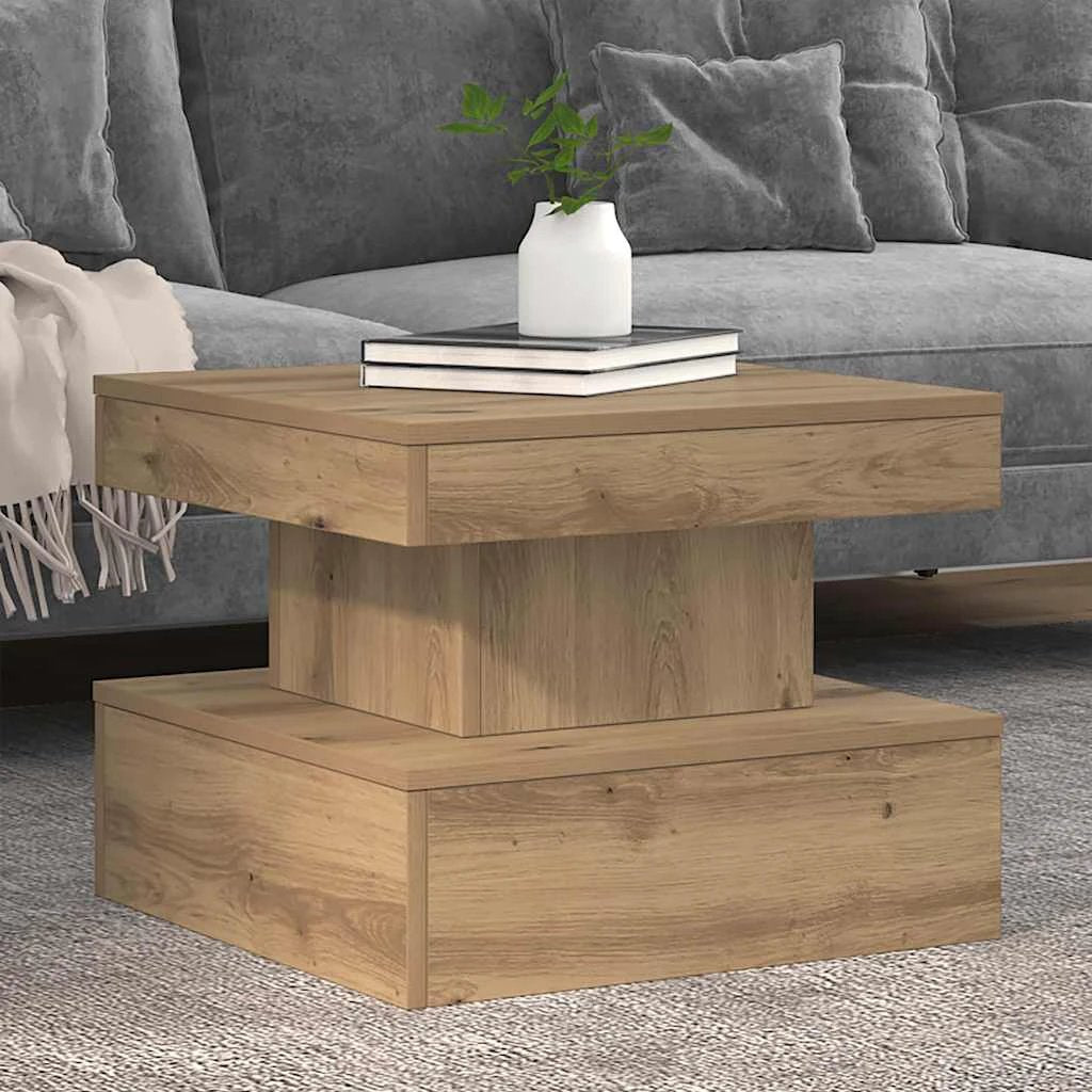 vidaXL VidaXL Coffee Table 50x50x40 cm With LED Lights Artisan Oak Living Room Decor Modern - Coffee Table