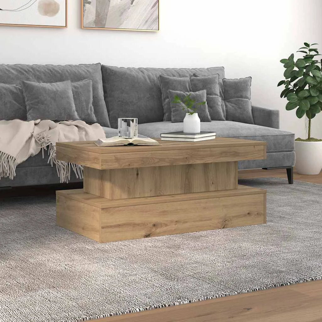 VidaXL Coffee Table Artisan Oak 90x50x40 cm With LED Lights For Modern Living Rooms by vidaXL