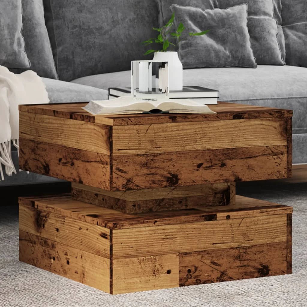 vidaXL vidaXL Coffee Table 50x50x40 cm LED Lights Rustic Modern Living Room Decor Furniture - Coffee Table