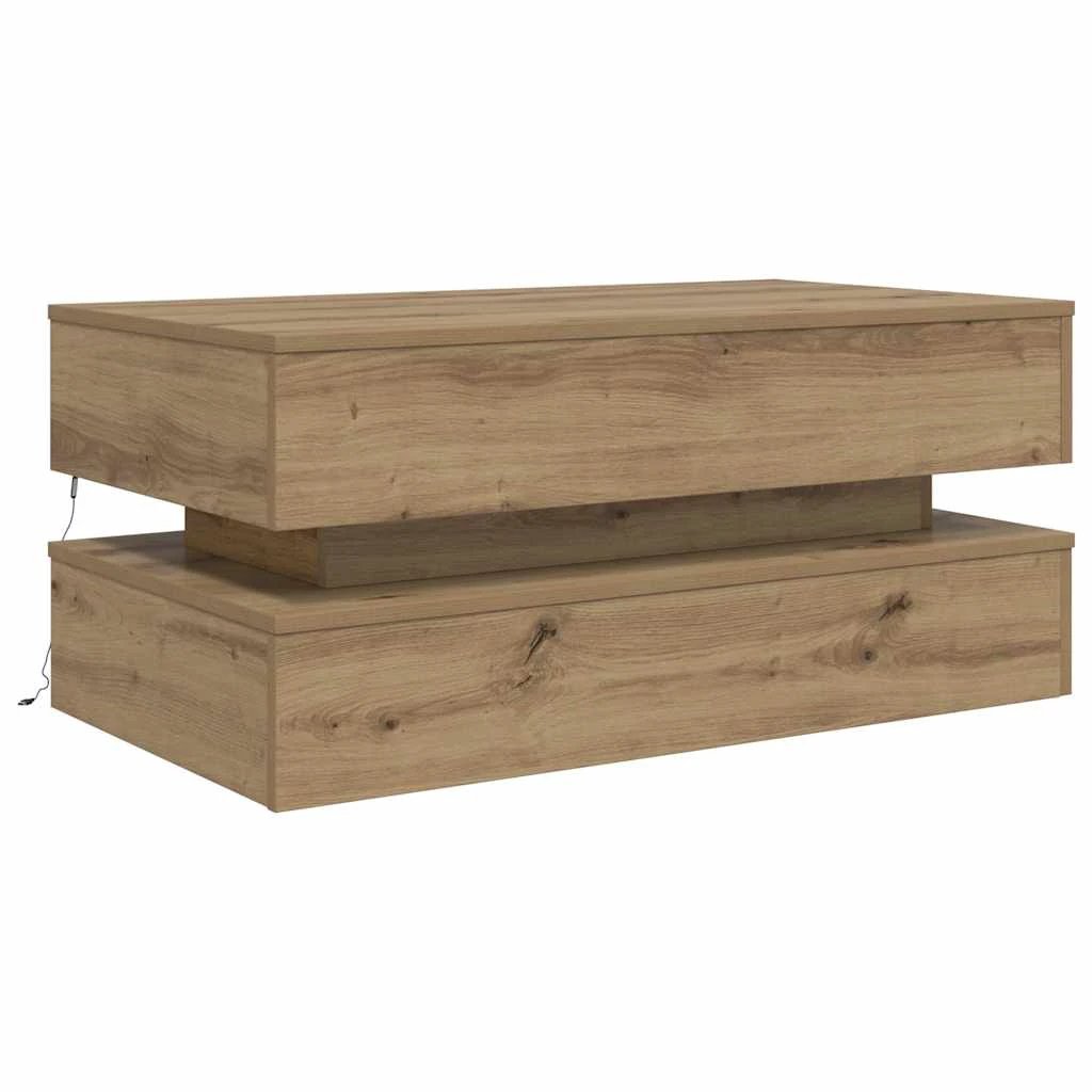 vidaXL VidaXL Coffee Table 90x50x40 cm Artisan Oak With LED Lights For Living Room Decor - Coffee Table