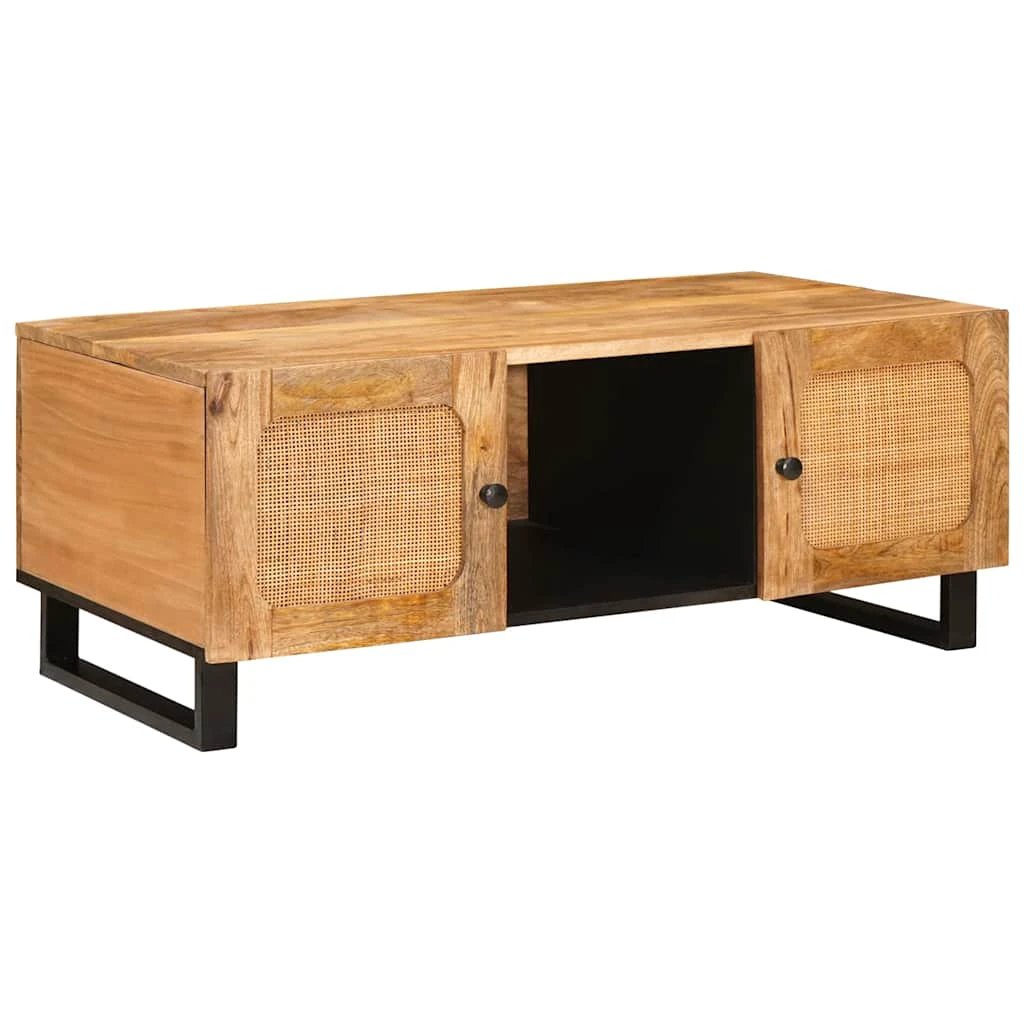 vidaXL Coffee Table 100 x 54 x 40 cm Solid Mango Wood Caned Doors Living Room Decor Accent by vidaXL