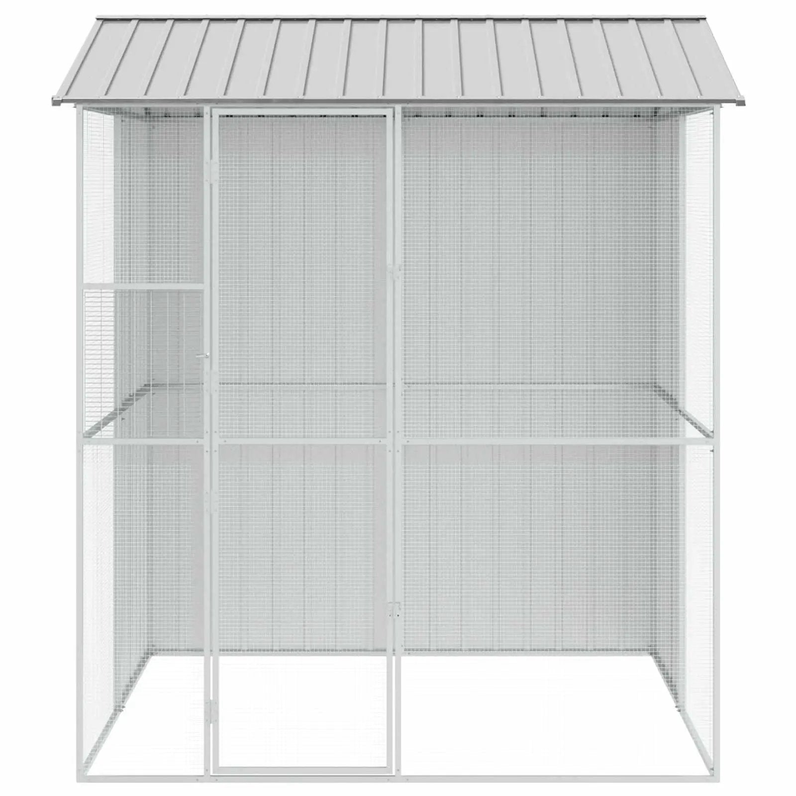vidaXL vidaXL Bird Cage with Storage Grey 215 x 210 x 247 cm Galvanised Steel - Bird Cage