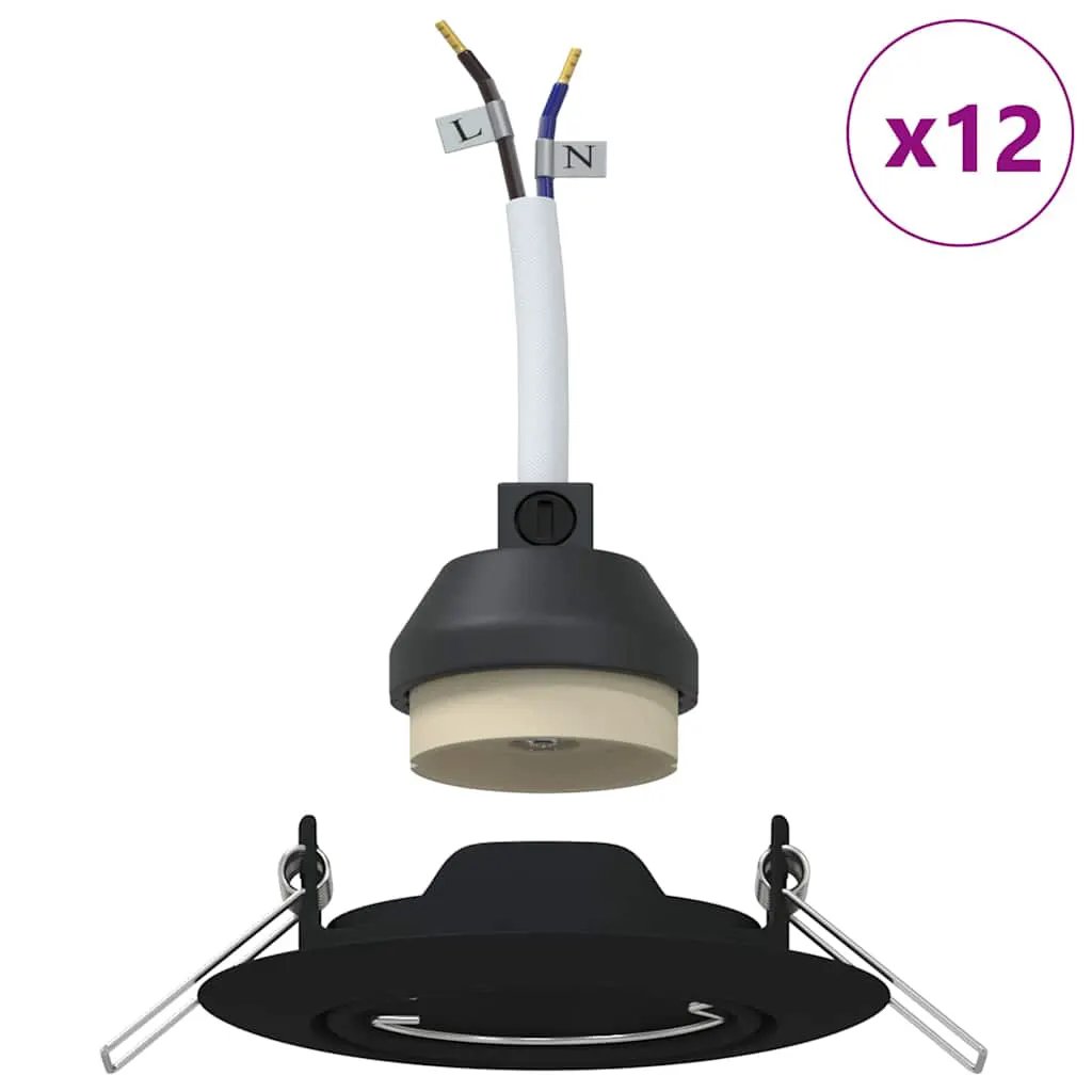 vidaXL vidaXL Spotlight 12 pcs Black 9 x 9 x 2.5 cm Metal - Spotlight