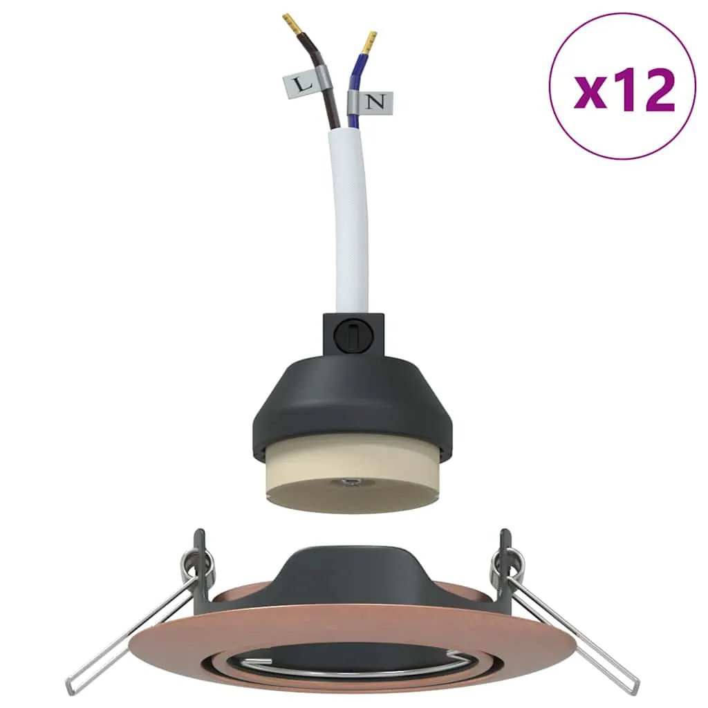 vidaXL vidaXL Spotlight 12 pcs Copper 9 x 9 x 2.5 cm Metal - Spotlight