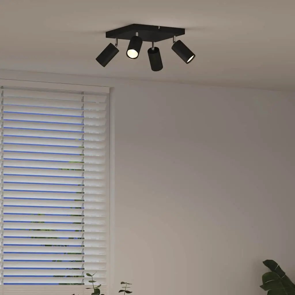 vidaXL vidaXL Ceiling Spotlight with Spotlights Black 26 x 26 x 16 cm Metal - Spotlight