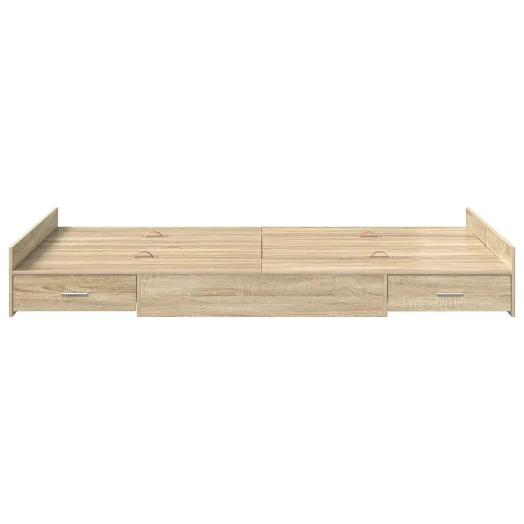 vidaXL Storage Bed Frame Sonoma Oak 120 x 200 cm Engineered Wood - from vidaXL