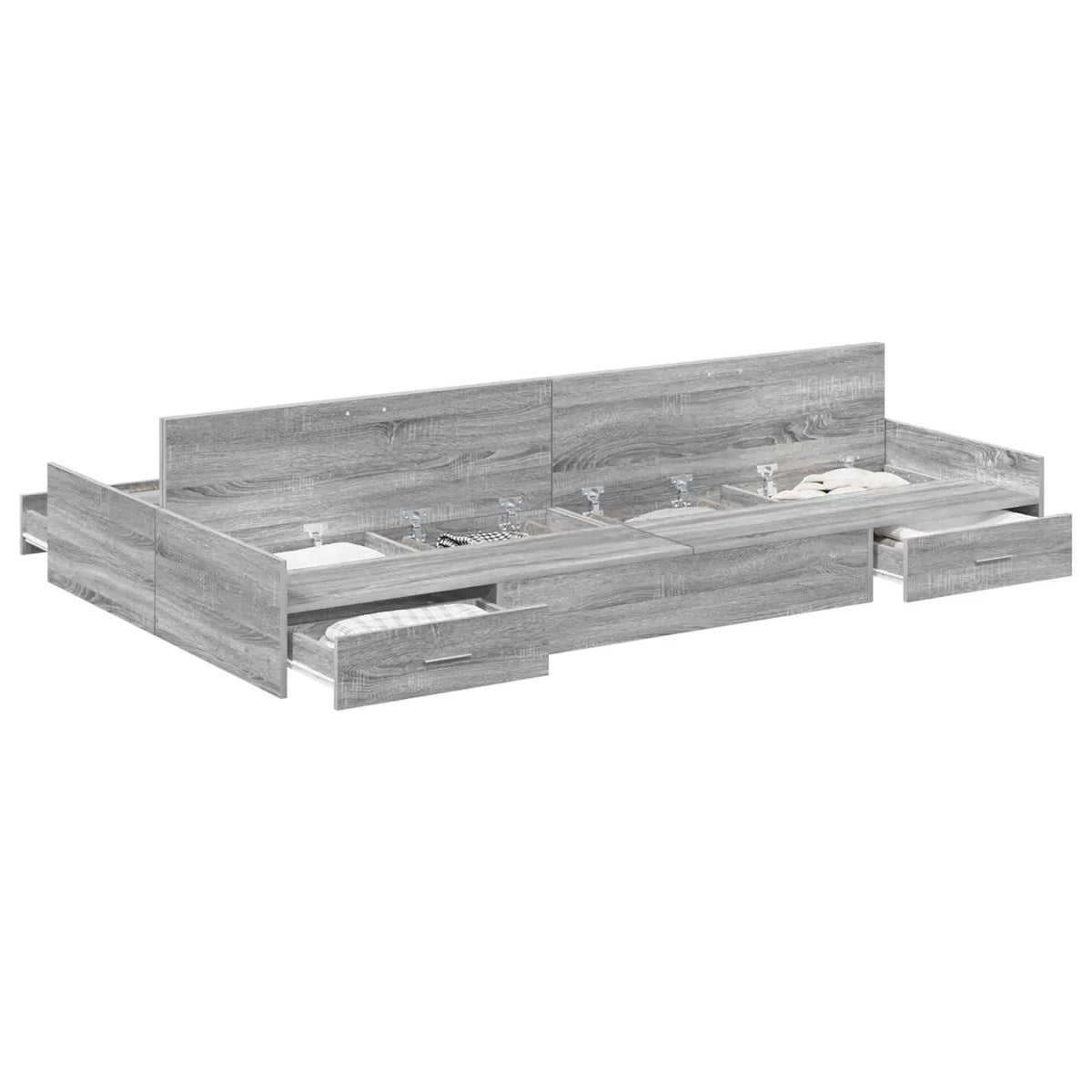 vidaXL Storage Bed Frame Grey Sonoma 120 x 200 cm Engineered Wood - from vidaXL