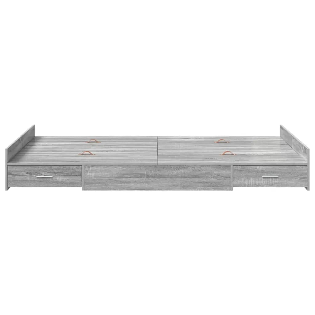 vidaXL Storage Bed Frame Grey Sonoma 120 x 200 cm Engineered Wood - from vidaXL