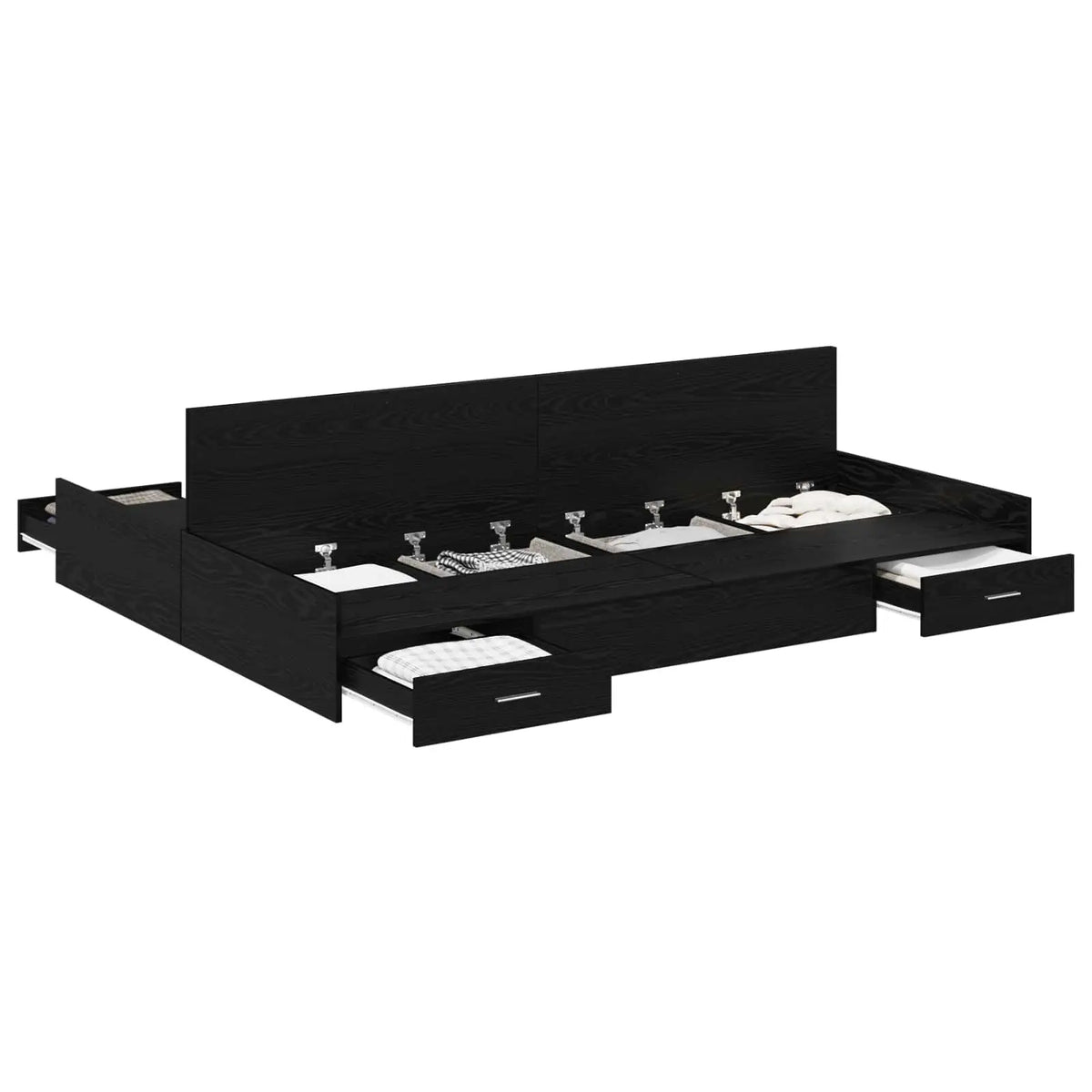 vidaXL Storage Bed Frame Black Oak 140 x 190 cm Engineered Wood - from vidaXL
