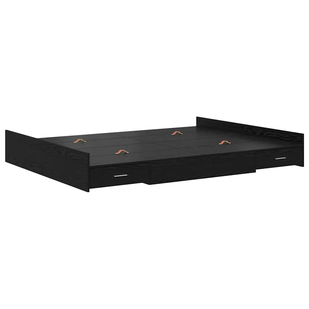 vidaXL Storage Bed Frame Black Oak 140 x 190 cm Engineered Wood - from vidaXL