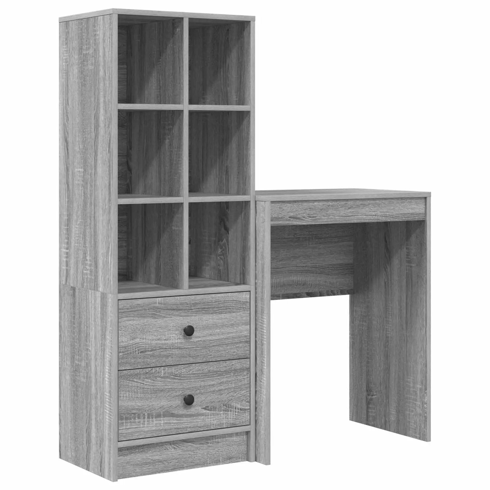 vidaXL vidaXL Desk with Drawer with Shelf with Storage 2 pcs Grey Sonoma - Desk