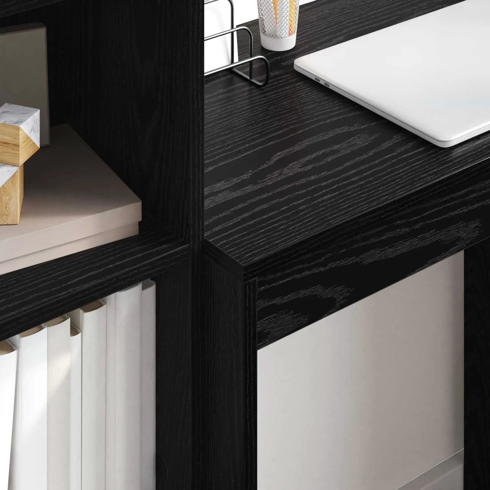 vidaXL vidaXL Desk with Drawer with Shelf with Storage 2 pcs Black Oak - Desk