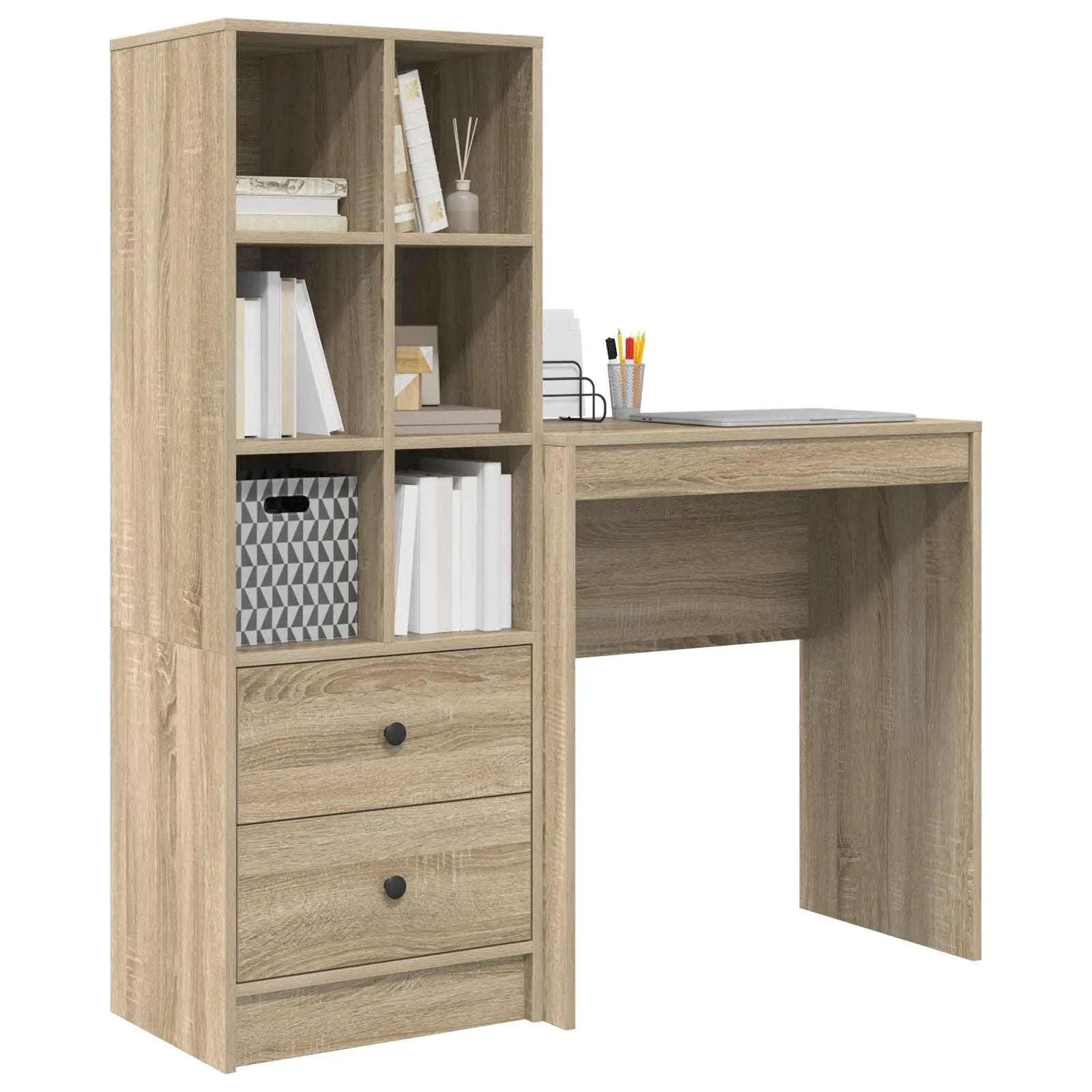 vidaXL vidaXL Desk with Drawer with Shelf with Storage 2 pcs Sonoma Oak - Desk