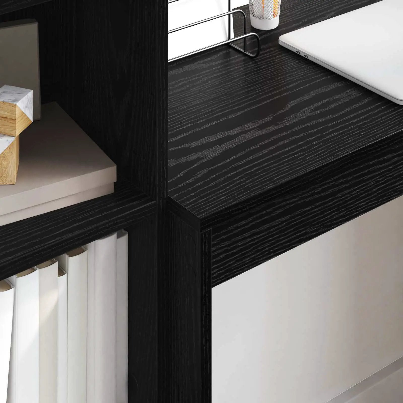 vidaXL vidaXL Desk with Drawer with Shelf with Storage 2 pcs Black Oak - Desk