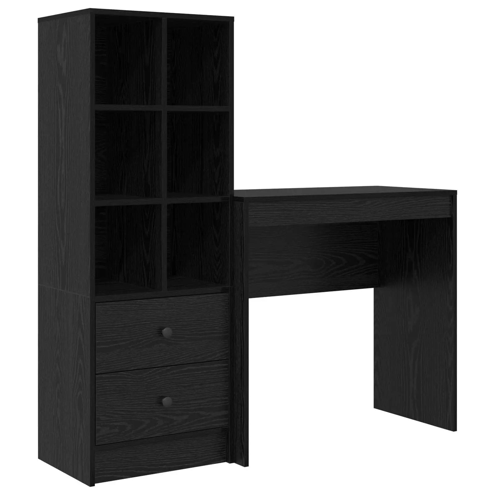 vidaXL vidaXL Desk with Drawer with Shelf with Storage 2 pcs Black Oak - Desk