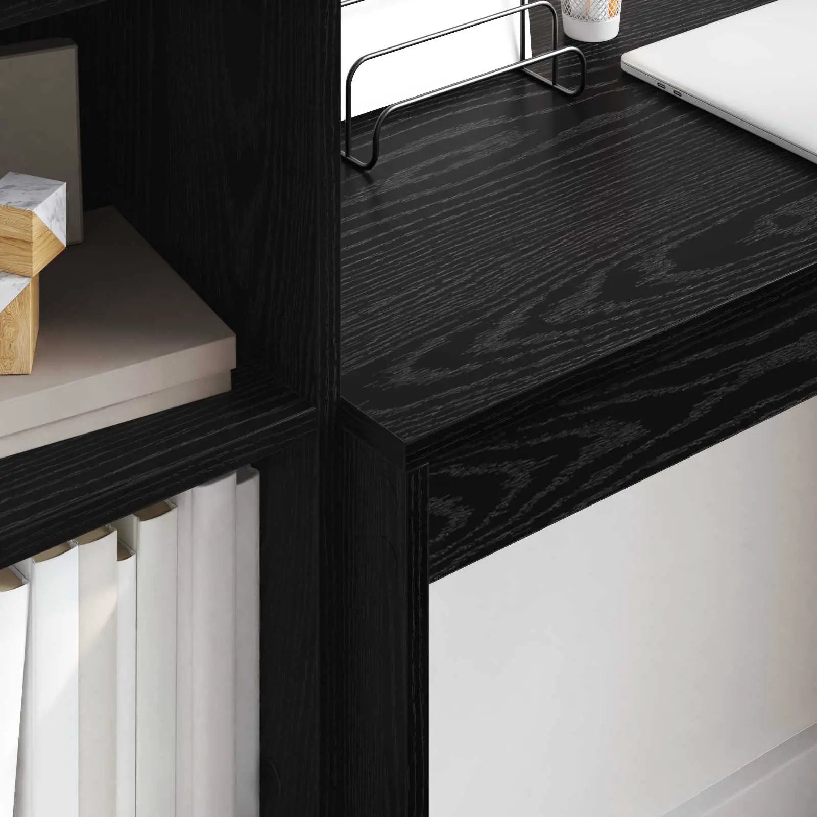 vidaXL vidaXL Desk with Drawer with Shelf with Storage 2 pcs Black Oak - Desk