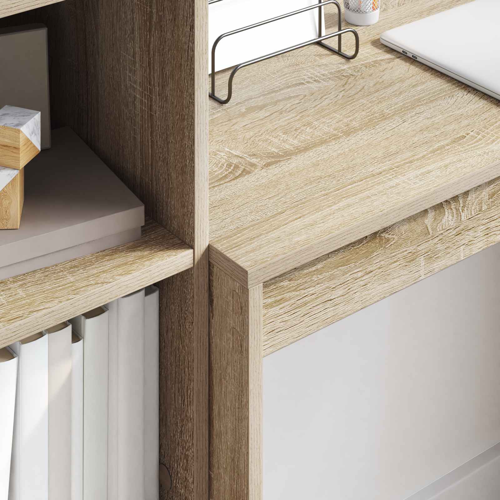 vidaXL vidaXL Desk with Drawer with Shelf with Storage 2 pcs Sonoma Oak - Desk