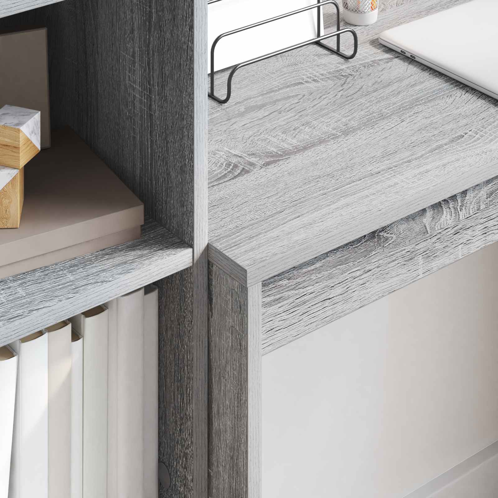 vidaXL vidaXL Desk with Drawer with Shelf with Storage 2 pcs Grey Sonoma - Desk