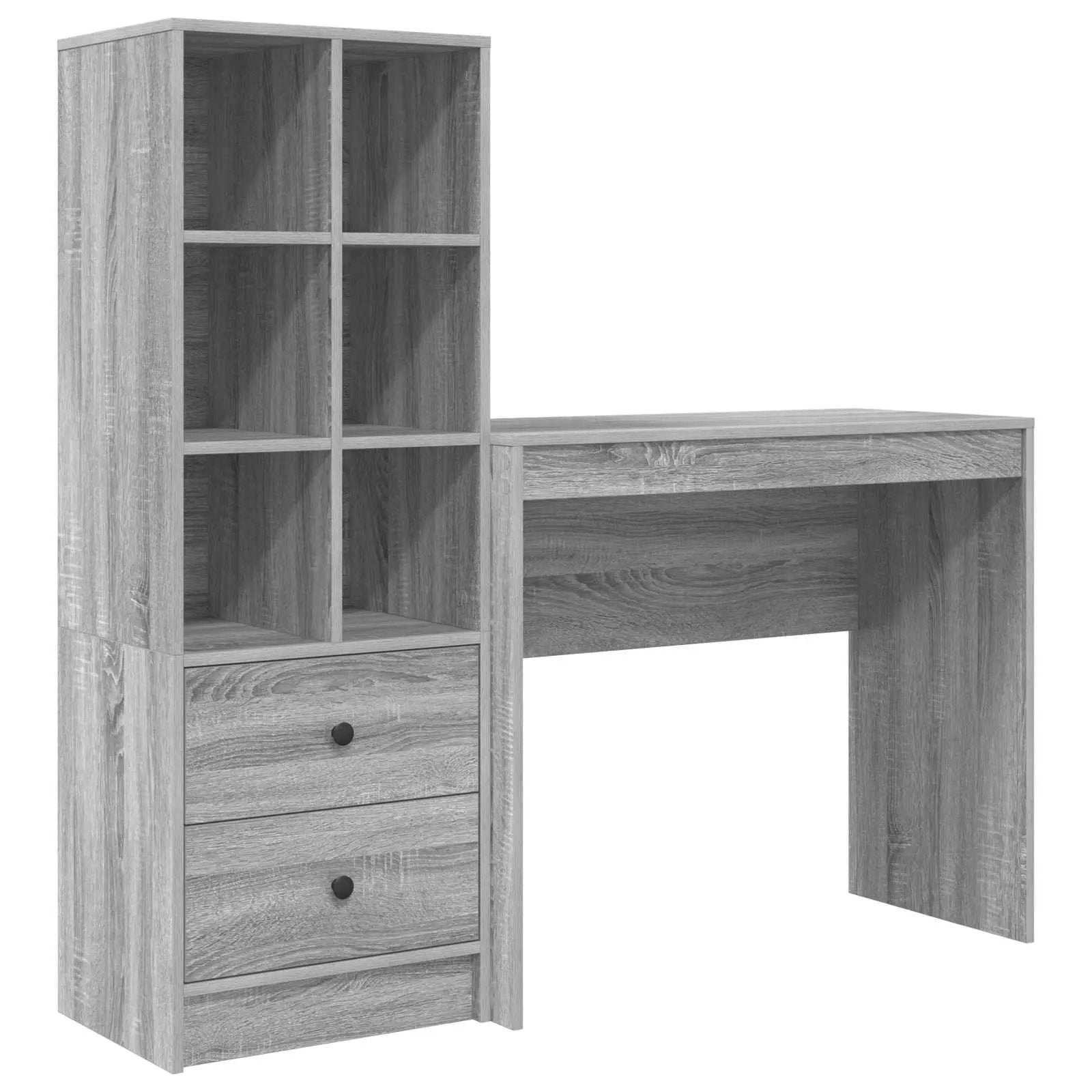 vidaXL vidaXL Desk with Drawer with Shelf with Storage 2 pcs Grey Sonoma - Desk