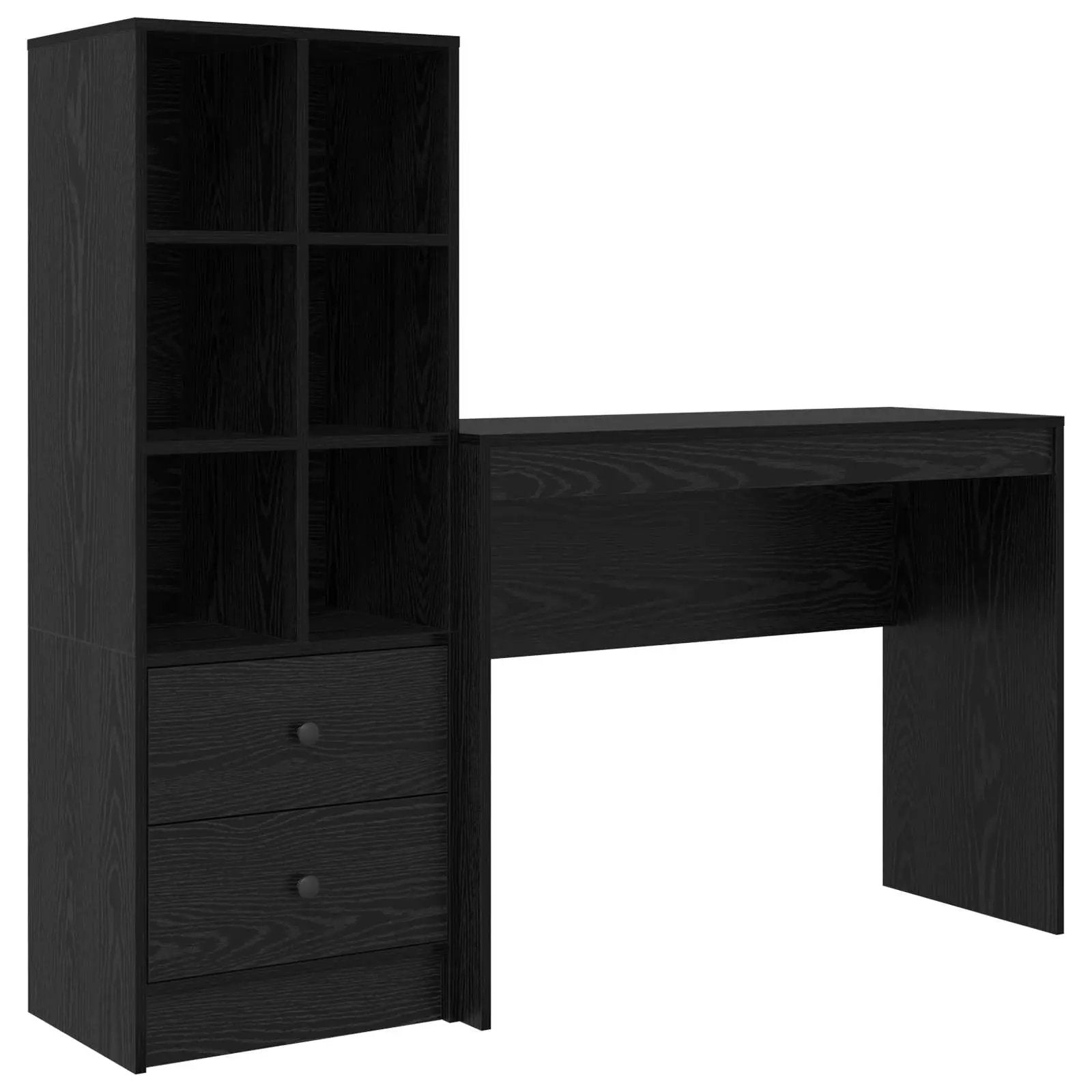 vidaXL vidaXL Desk with Drawer with Shelf with Storage 2 pcs Black Oak - Desk