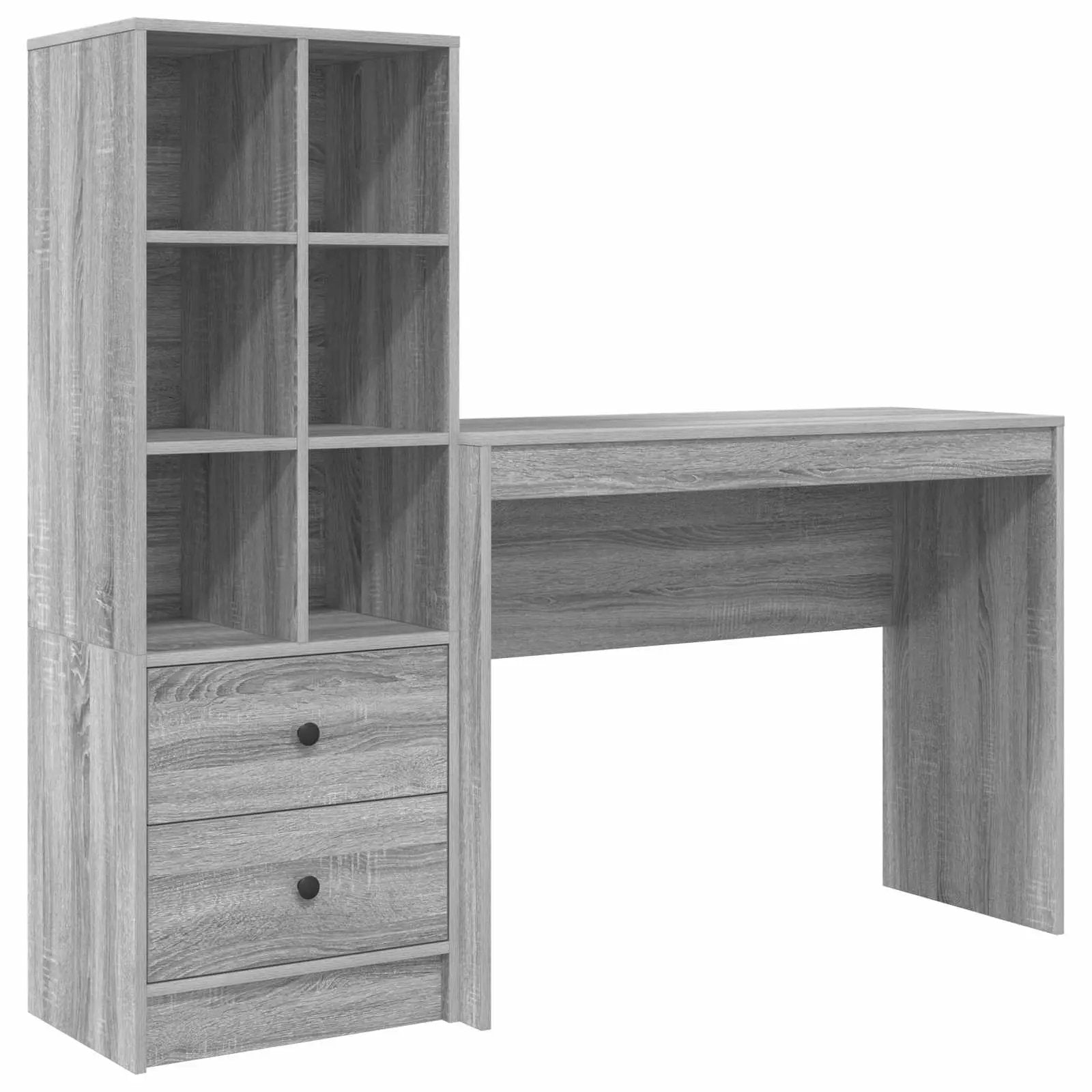 vidaXL vidaXL Desk with Drawer with Shelf with Storage 2 pcs Grey Sonoma - Desk