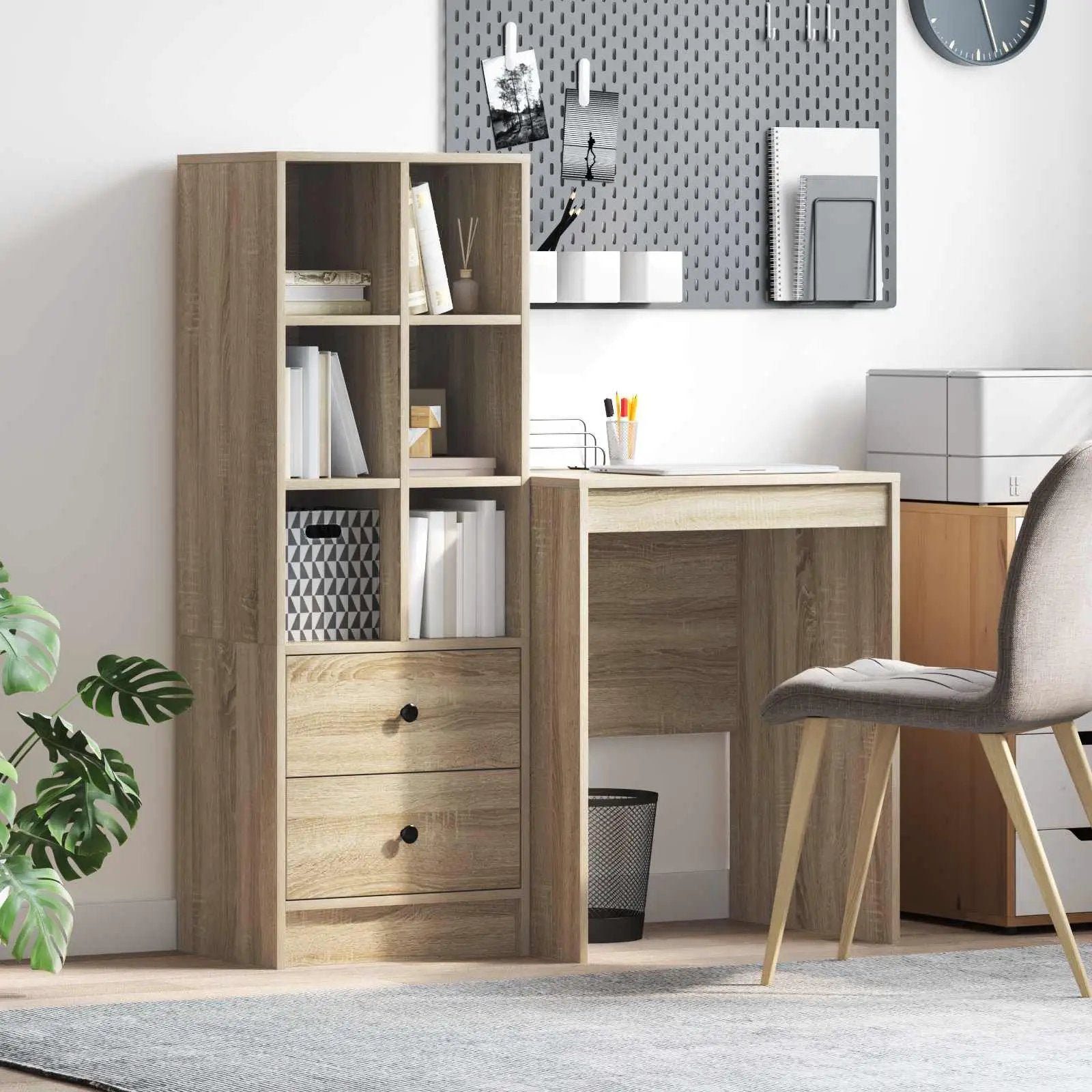 vidaXL vidaXL Desk with Drawer with Shelf with Storage 2 pcs Sonoma Oak - Desk