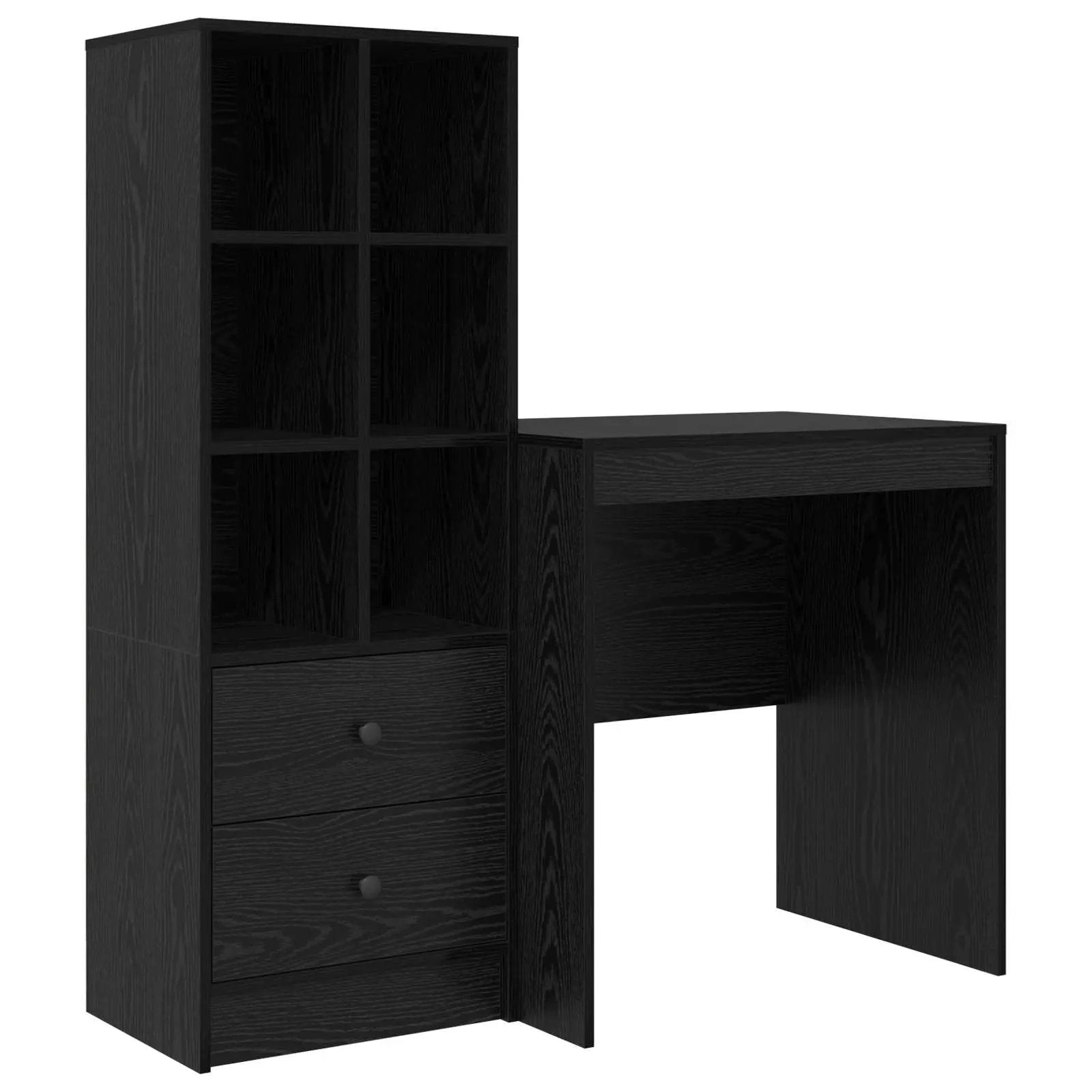 vidaXL vidaXL Desk with Drawer with Shelf with Storage 2 pcs Black Oak - Desk