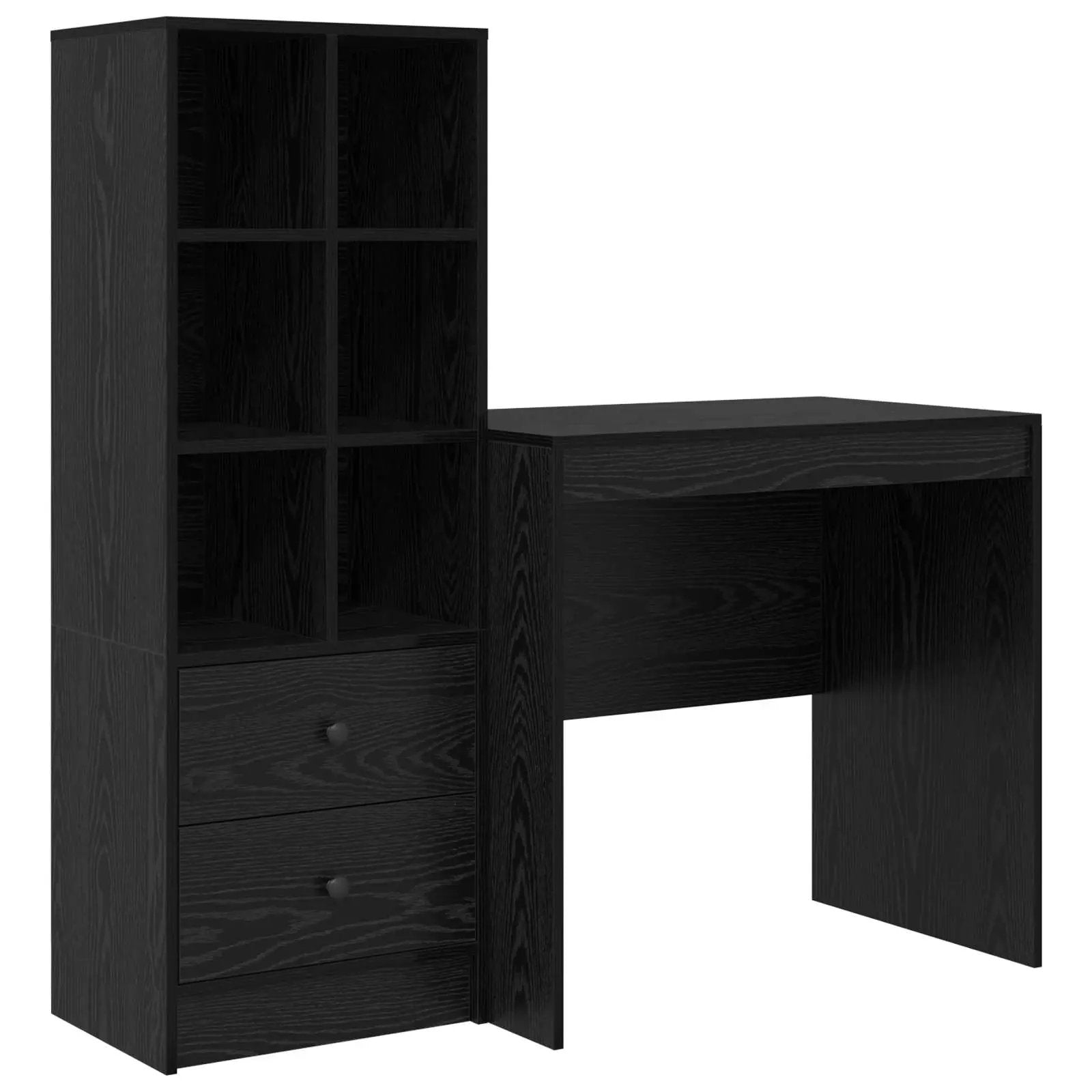 vidaXL vidaXL Desk with Drawer with Shelf with Storage 2 pcs Black Oak - Desk