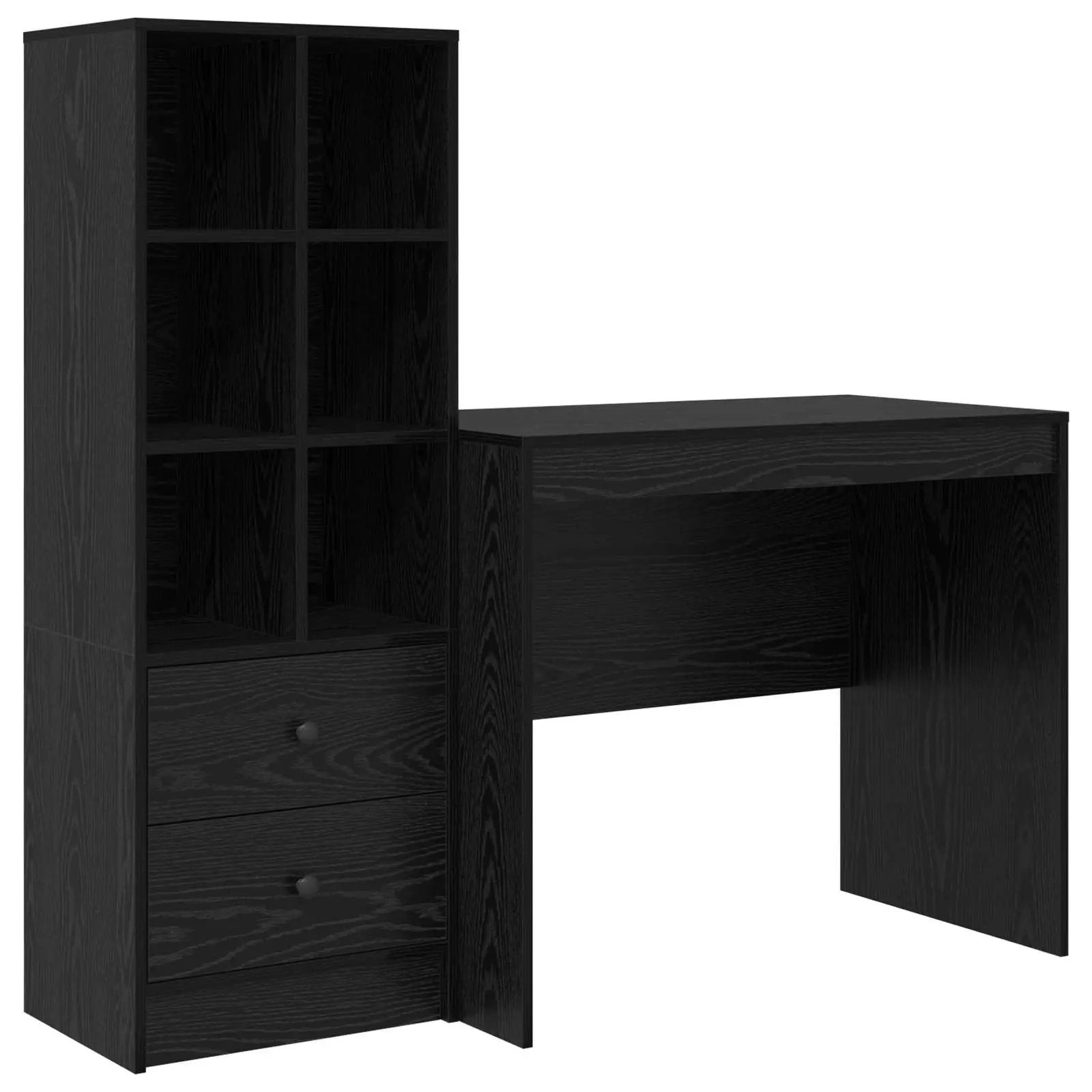 vidaXL vidaXL Desk with Drawer with Shelf with Storage 2 pcs Black Oak - Desk
