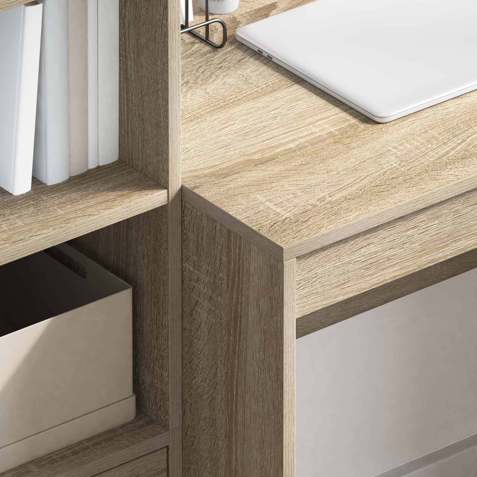 vidaXL vidaXL Desk with Drawer with Shelf with Storage 2 pcs Sonoma Oak - Desk