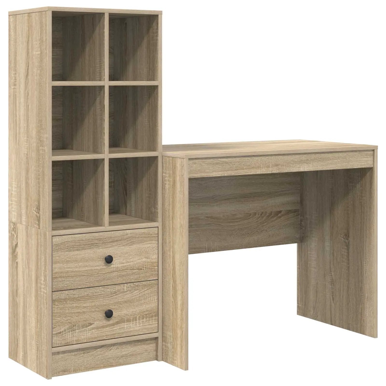 vidaXL vidaXL Desk with Drawer with Shelf with Storage 2 pcs Sonoma Oak - Desk