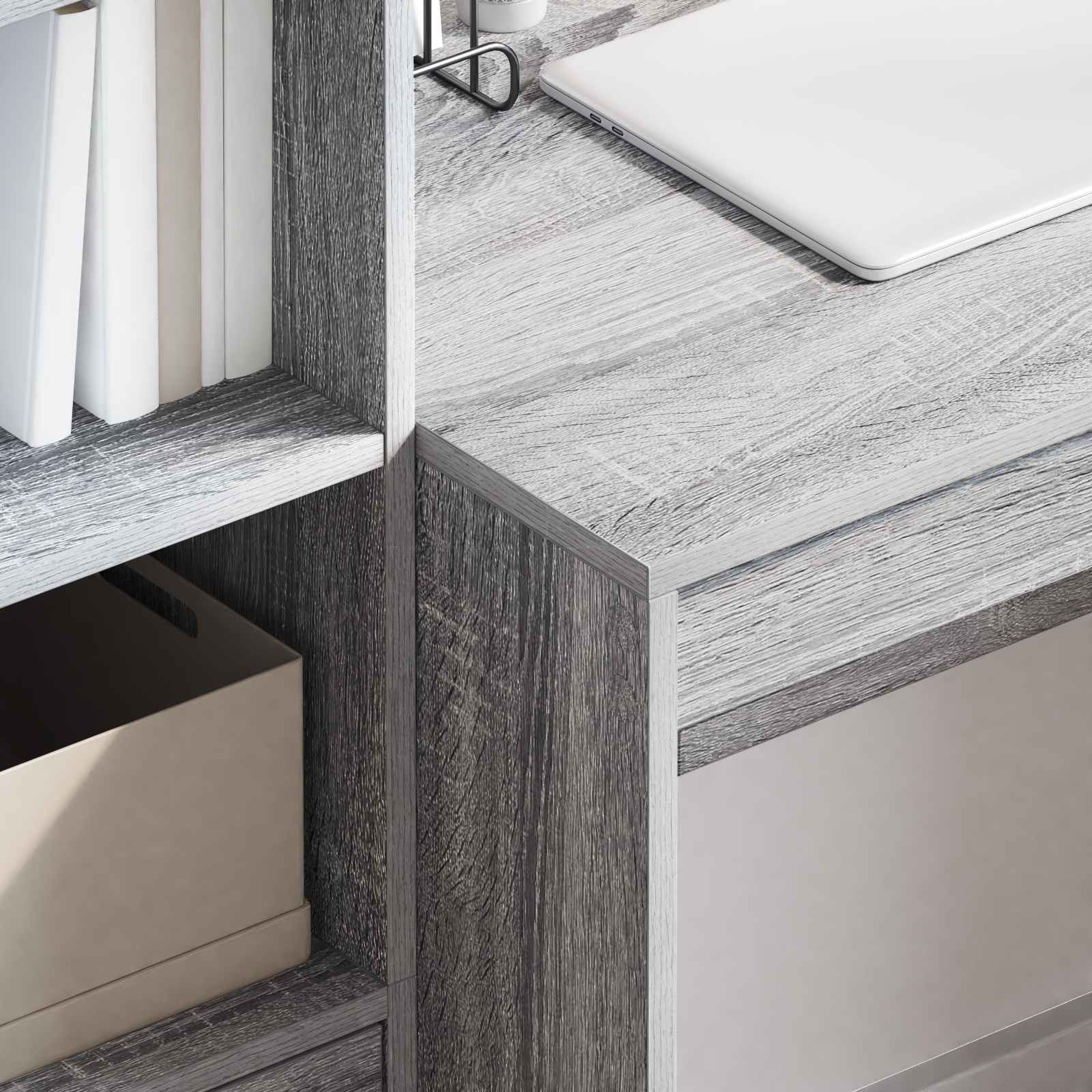 vidaXL vidaXL Desk with Drawer 2 pcs Grey Sonoma - Desk