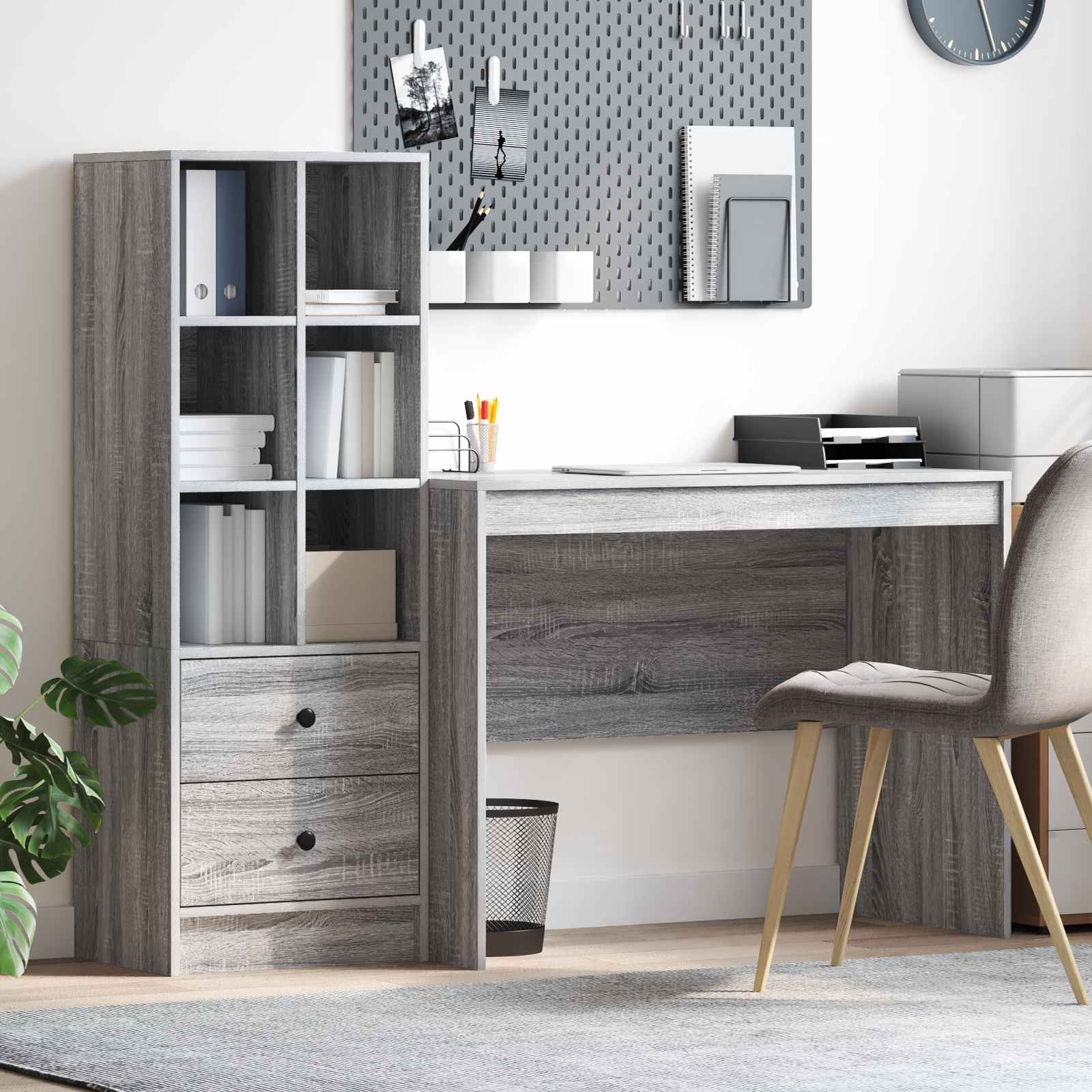 vidaXL vidaXL Desk with Drawer 2 pcs Grey Sonoma - Desk