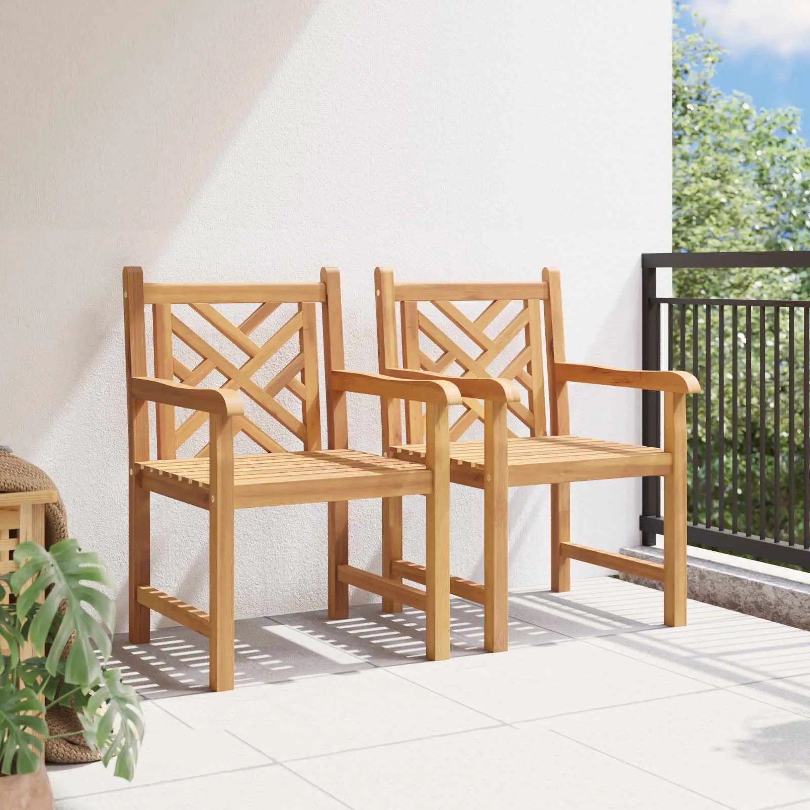 vidaXL vidaXL Garden Chair 2 pcs 60 x 58 x 90 cm Solid Teak Wood -