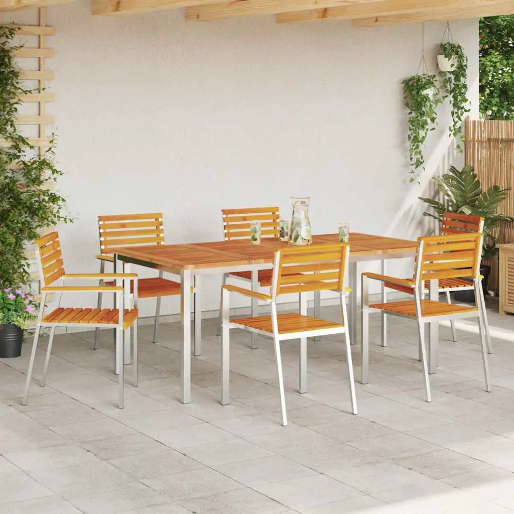 vidaXL vidaXL Garden Chair 6 pcs Oil Natural Solid Acacia Wood - Garden Chairs