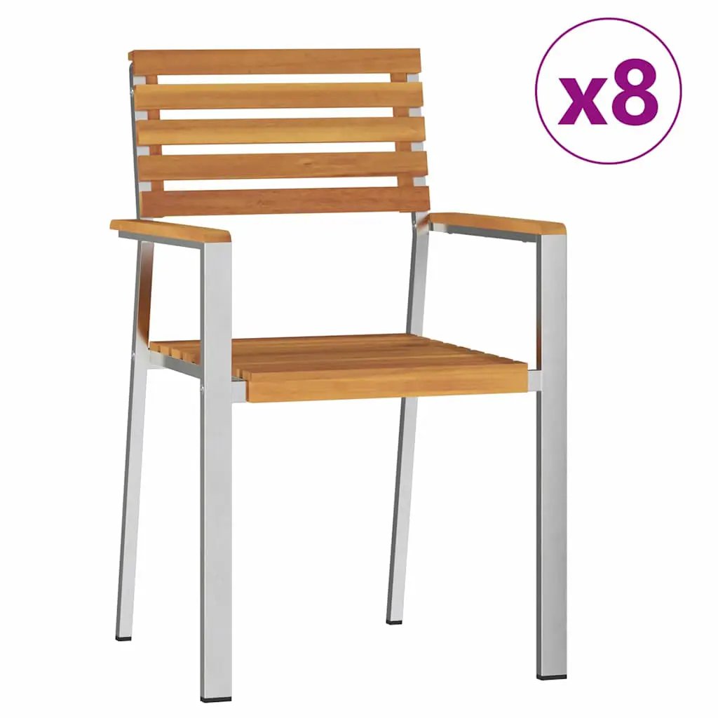 vidaXL vidaXL Garden Chair 8 pcs Oil Natural Solid Acacia Wood - Garden Chairs