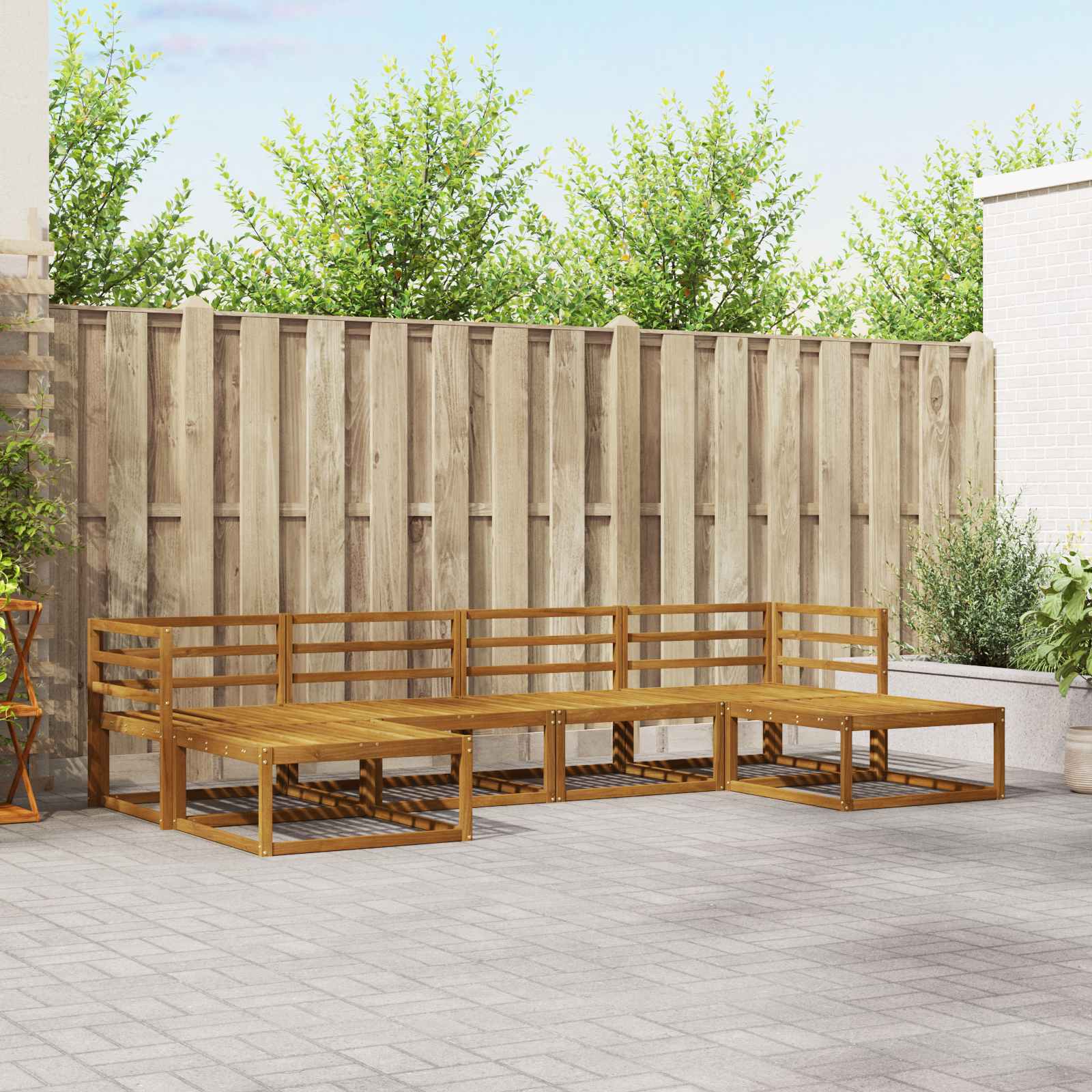 vidaXL vidaXL Outdoor Sofa Set 6 pcs Natural Solid Acacia Wood - Garden Sofa Sets