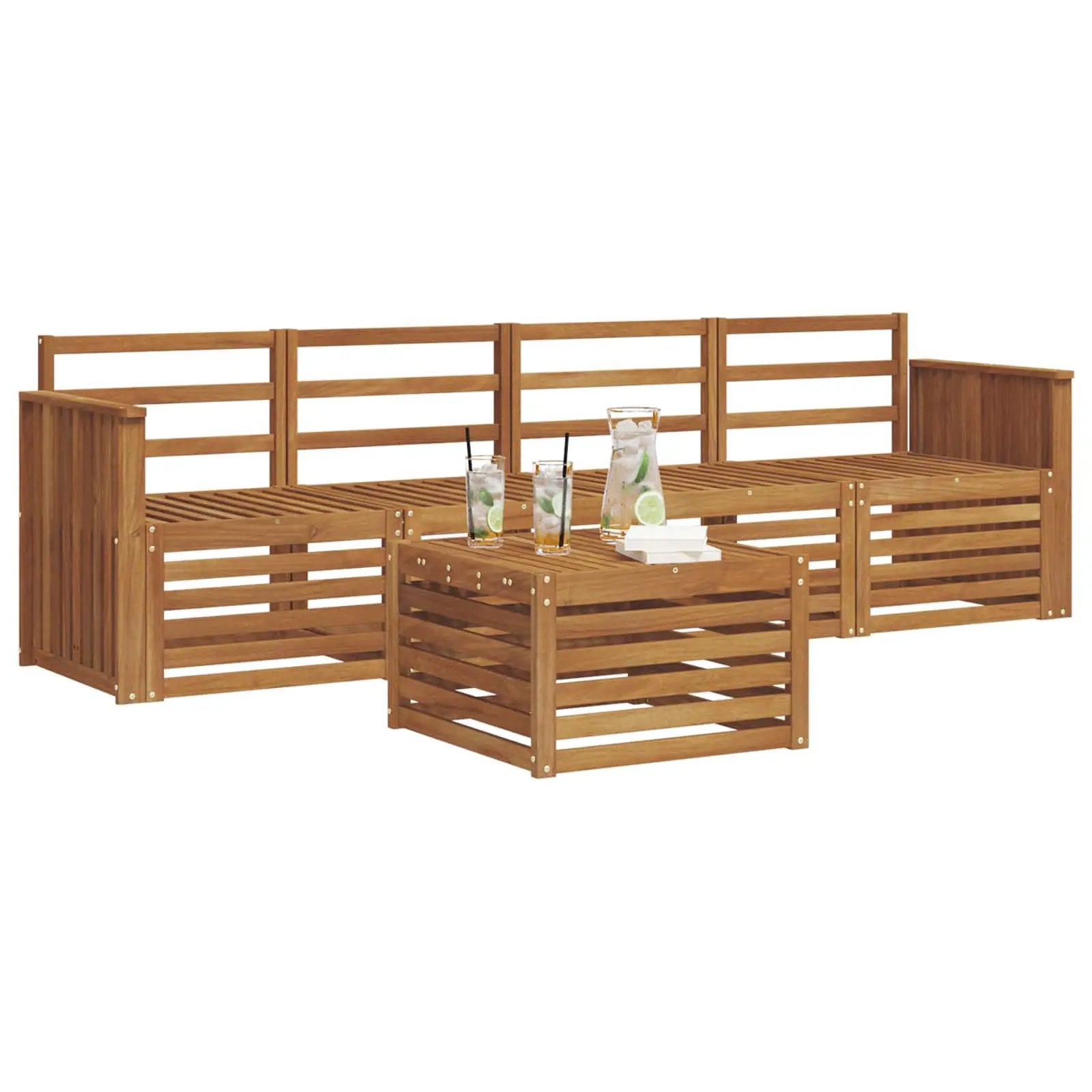 vidaXL vidaXL Sofa Sets 5 pcs Natural Solid Acacia Wood - Garden Sofa Sets