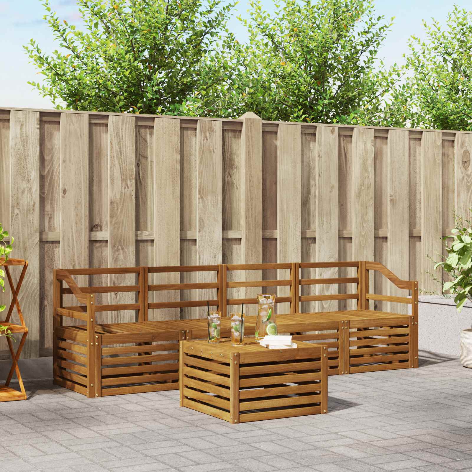 vidaXL vidaXL Sofa Sets 5 pcs Natural Solid Acacia Wood - Garden Sofa Sets